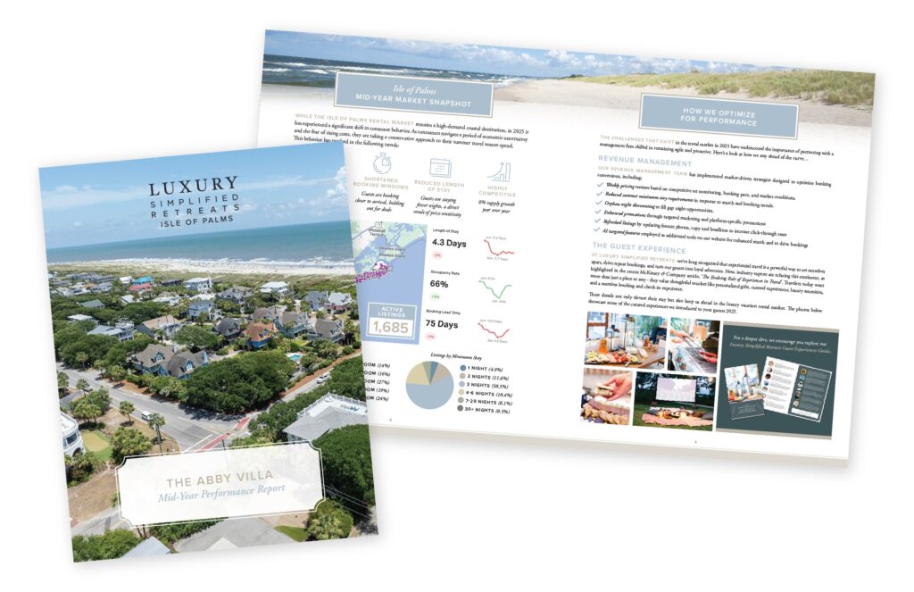 A photograph of a snapshot of the Luxury Simplified Retreats Midyear Owner's Report