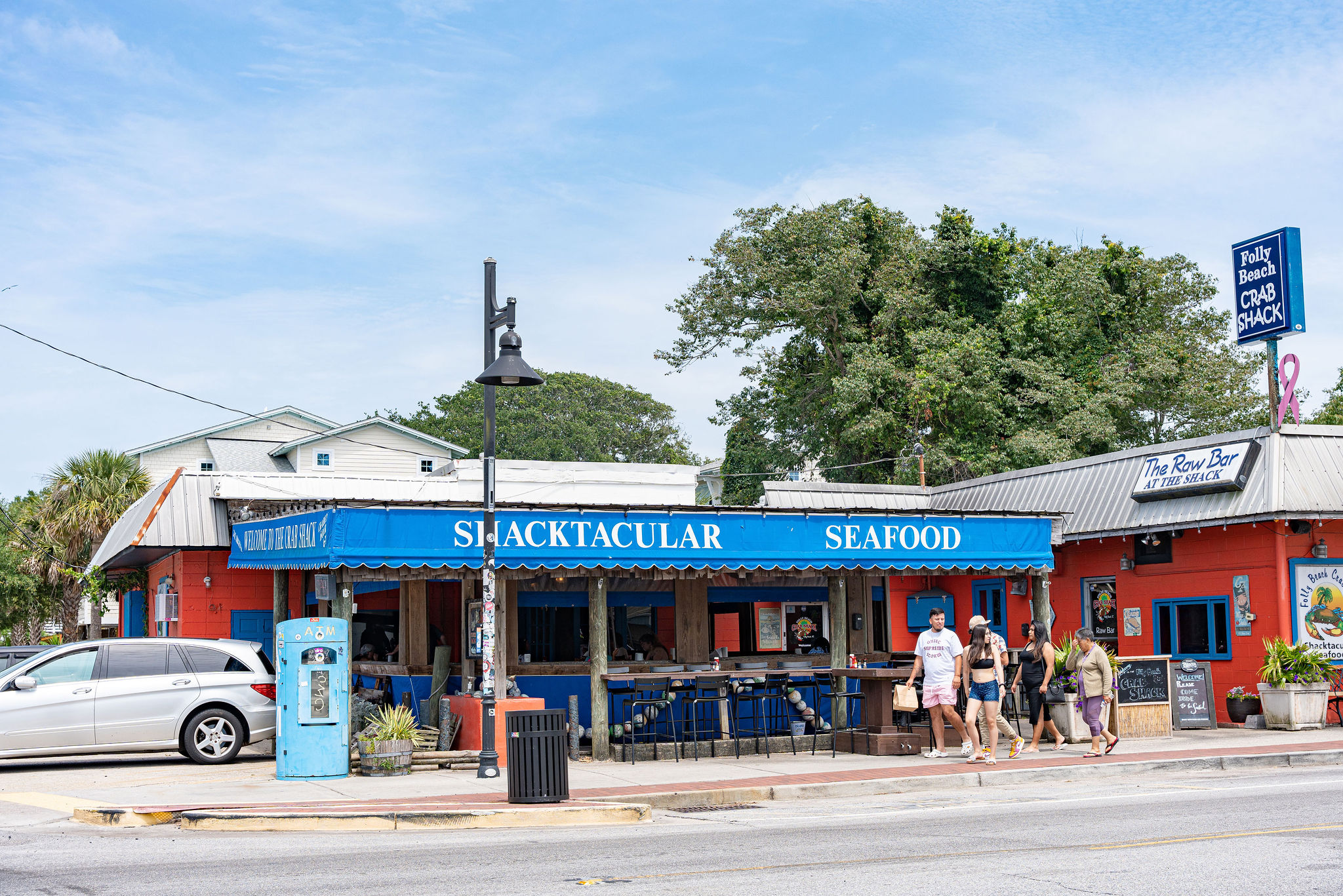 Exterior view of The Crab Shack located on Center Street in Folly Beach SC