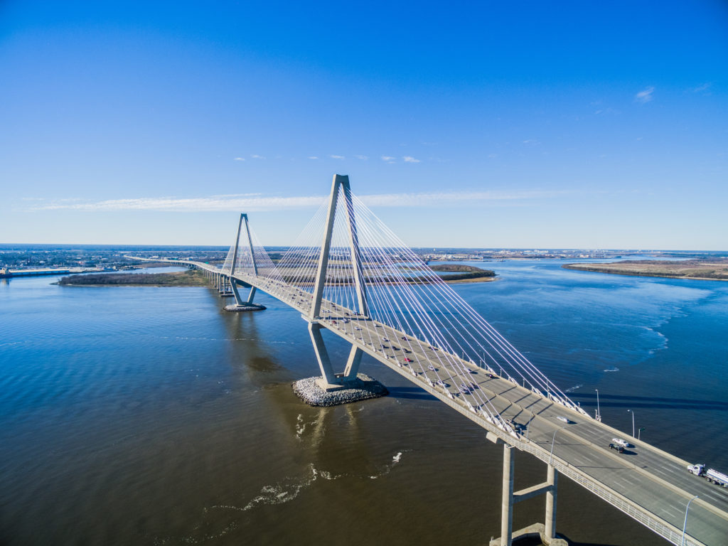 Aerial View of the Arthur J. Ravenel Bridge Charleston SC