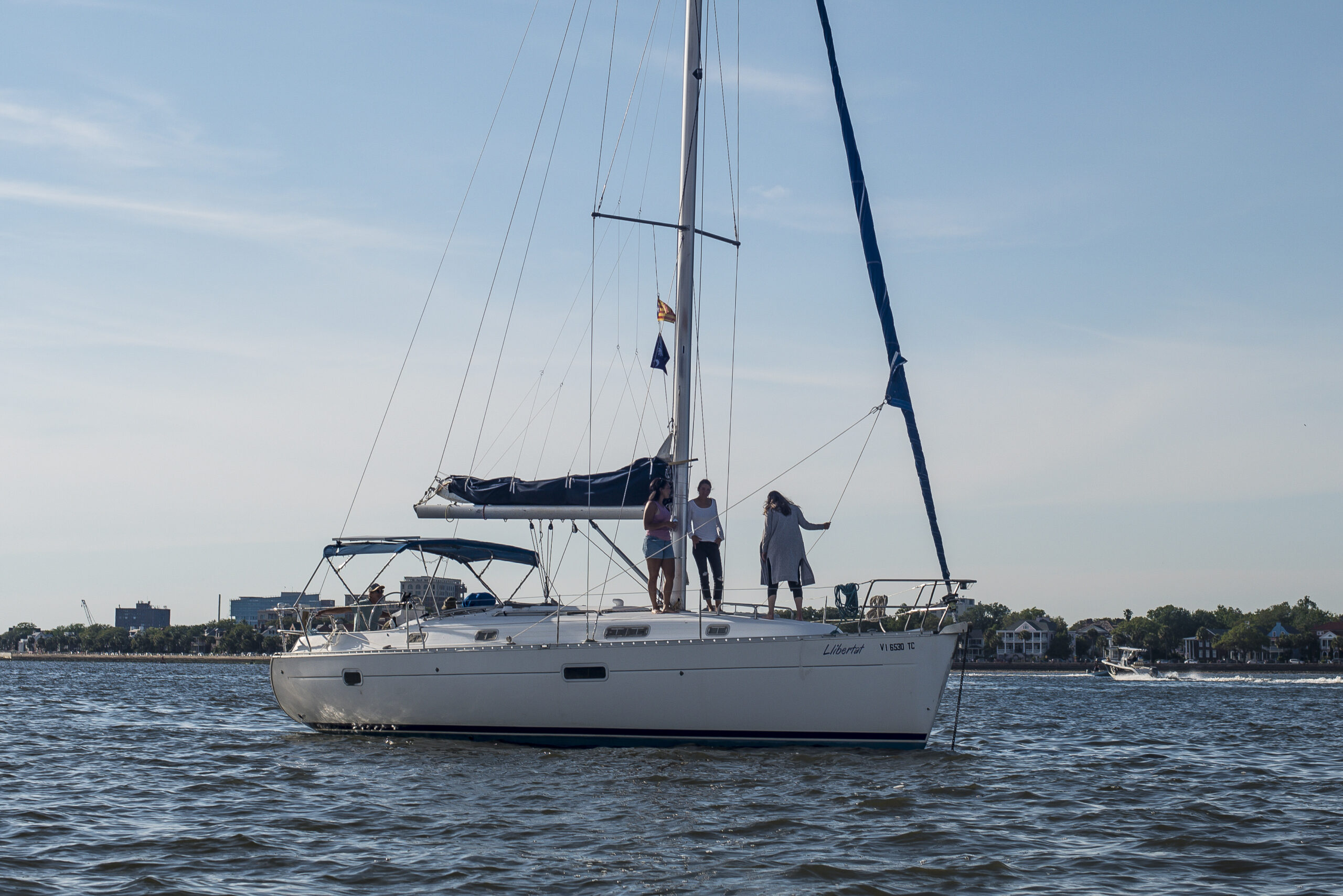 guests aboard a Bluelife Sailing Charter in Charleston Harbor 