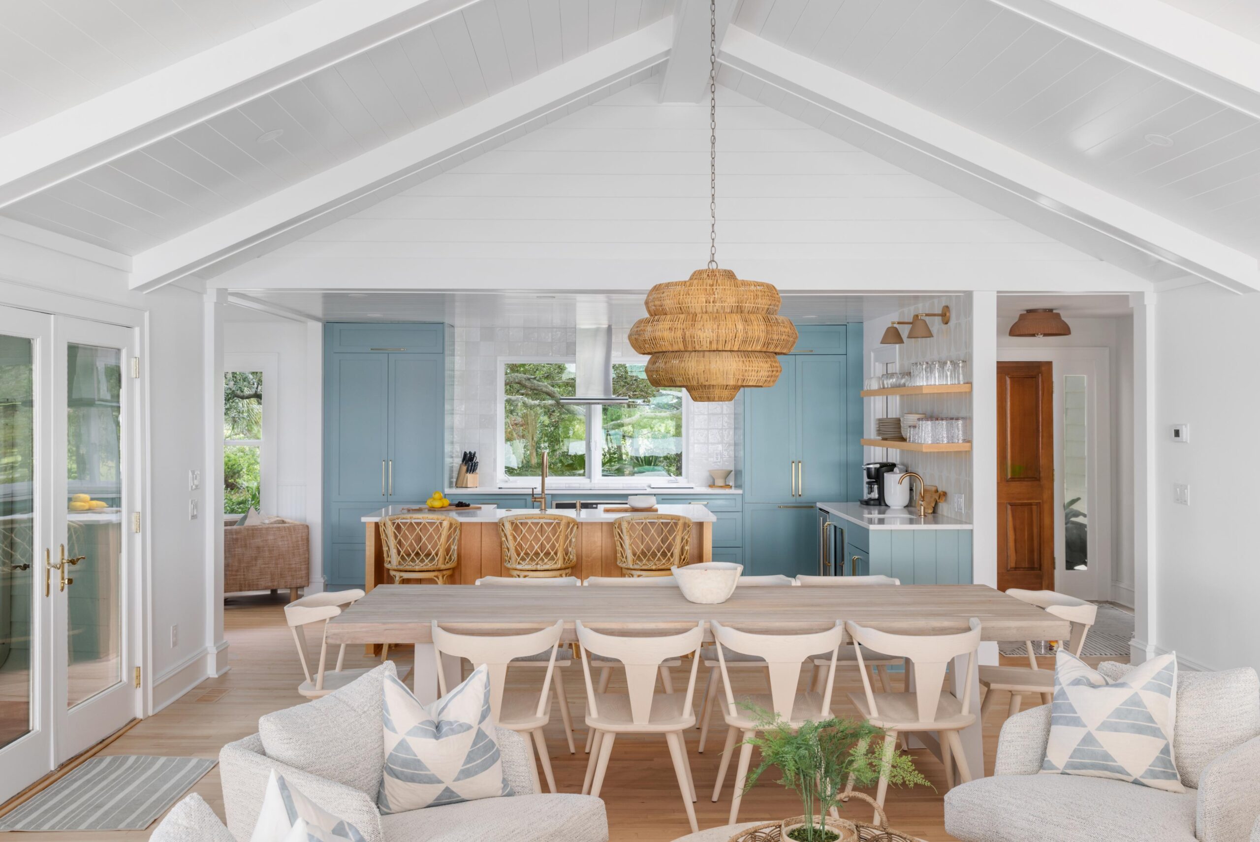 Interior view of kitchen at Deep Water Days luxury vacation rental Folly Beach SC