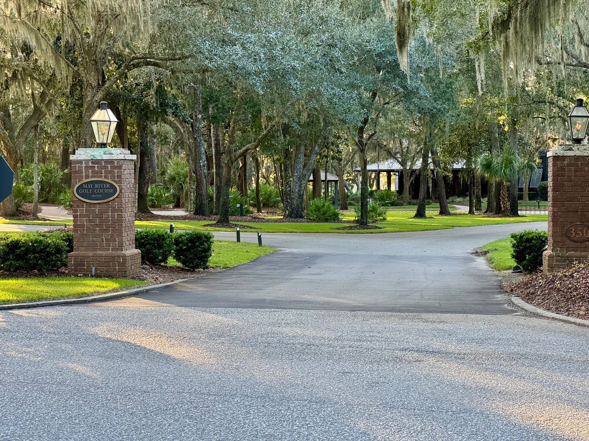 View of entrance to May River Club in Palmetto Bluff SC