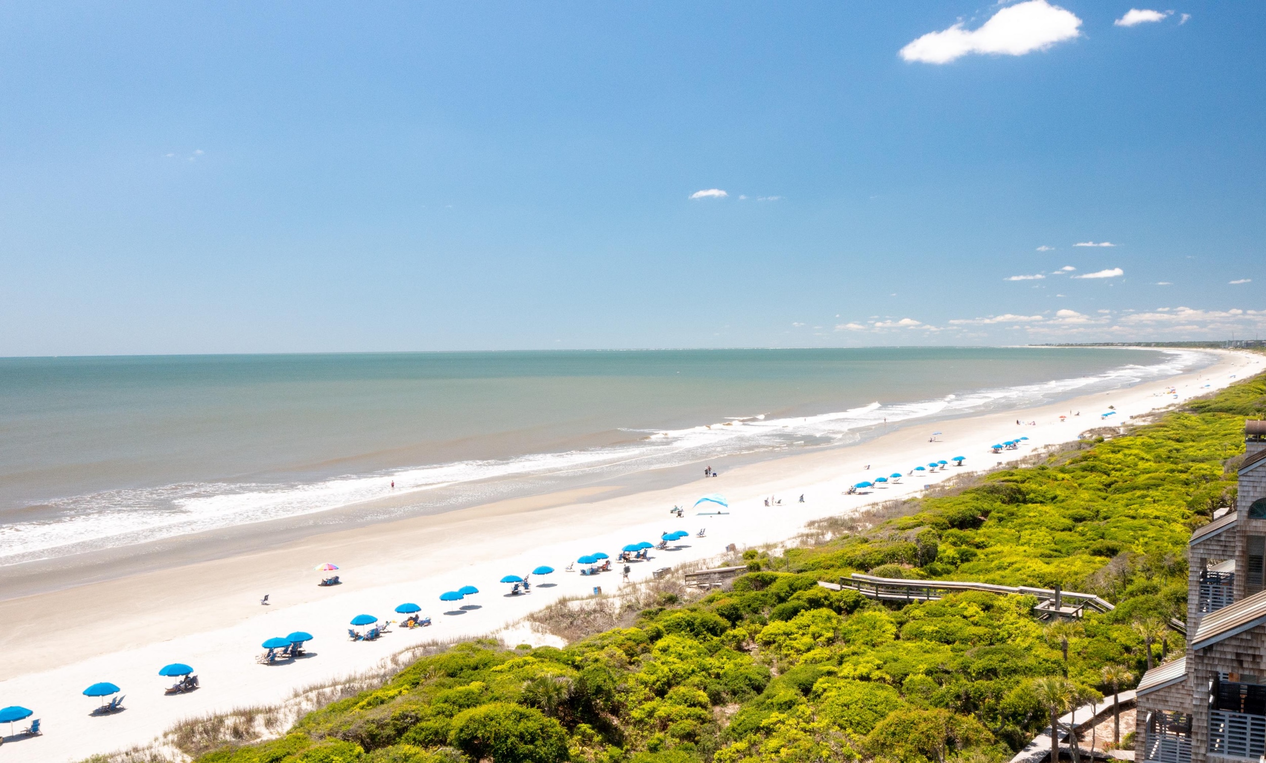 Aerial View of boardwalk and beach access on Kiawah Island SC